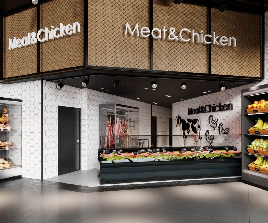 הדמית מקרר בשרים עיצוב פנים קצביית בשר חולון