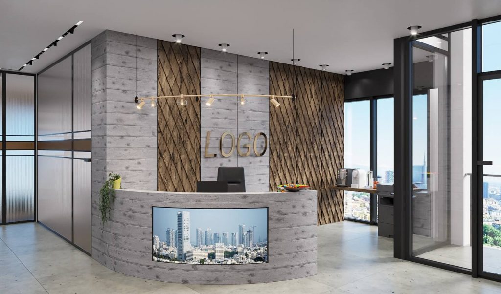 הדמייה מזכירה עיצוב פנים משרדים בת ים