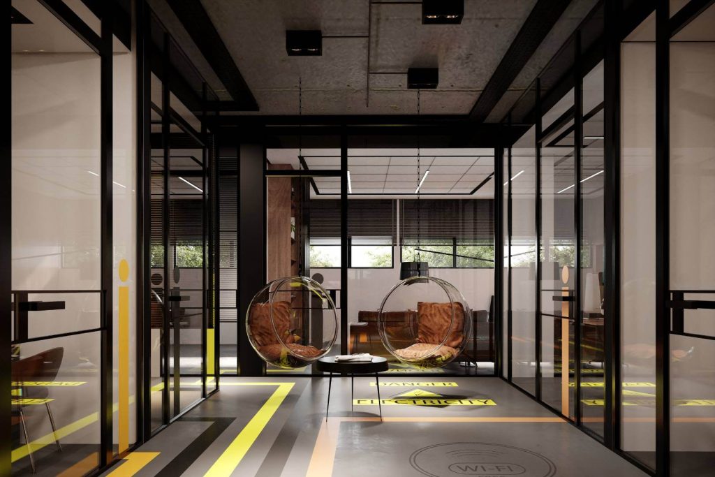 הדמיה לובי עיצוב פנים משרדים ראשון לציון