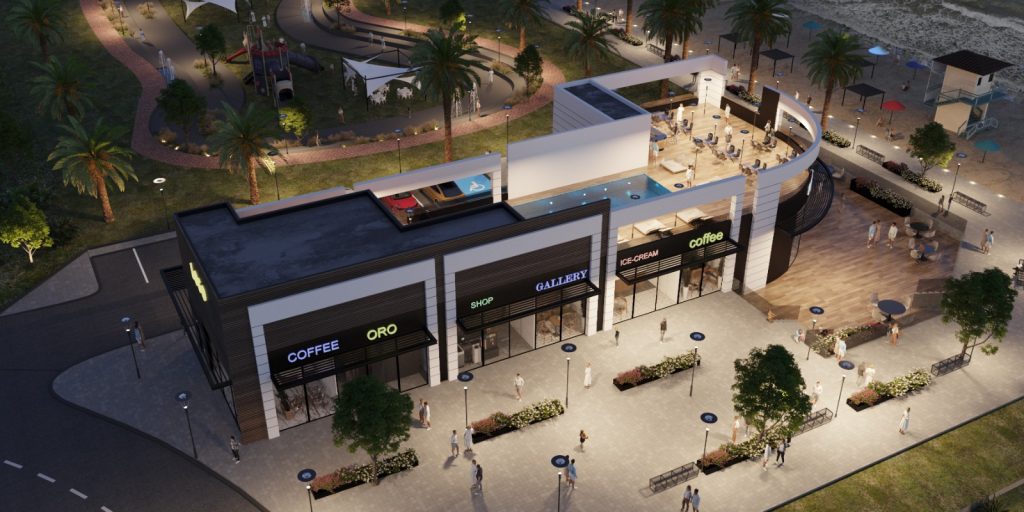 הדמיה מבנה מסחרי באשדוד הדמיה בלילה
